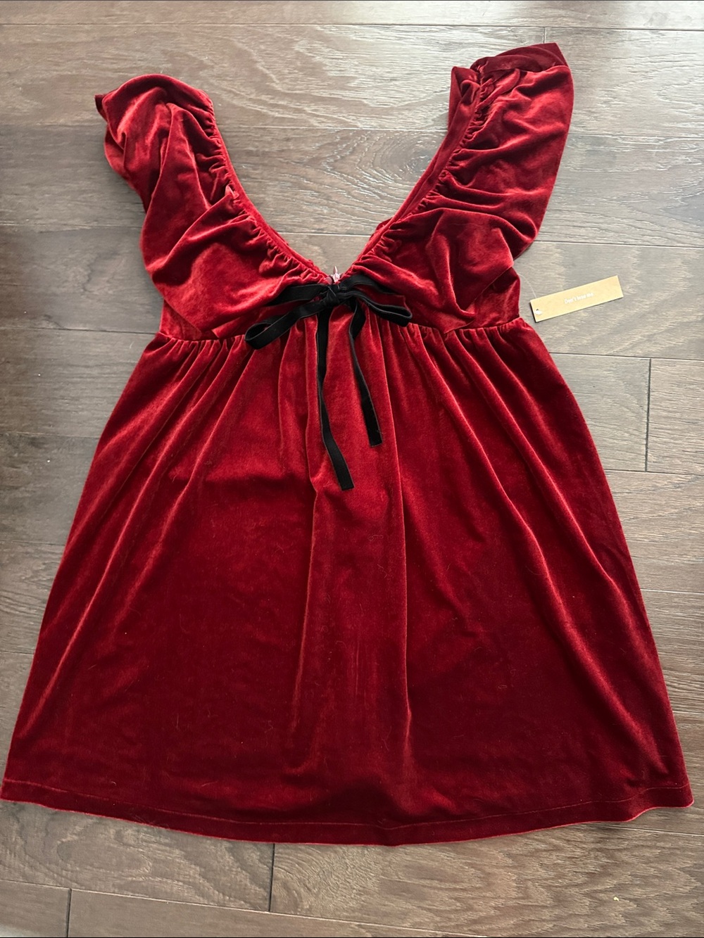 O.P.T Didi Velvet Mini Dress, Urban Outfitters, Sm, Burgandy w Black Bow